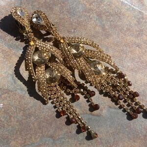 Unique Vintage semi-precious stone clip earrings